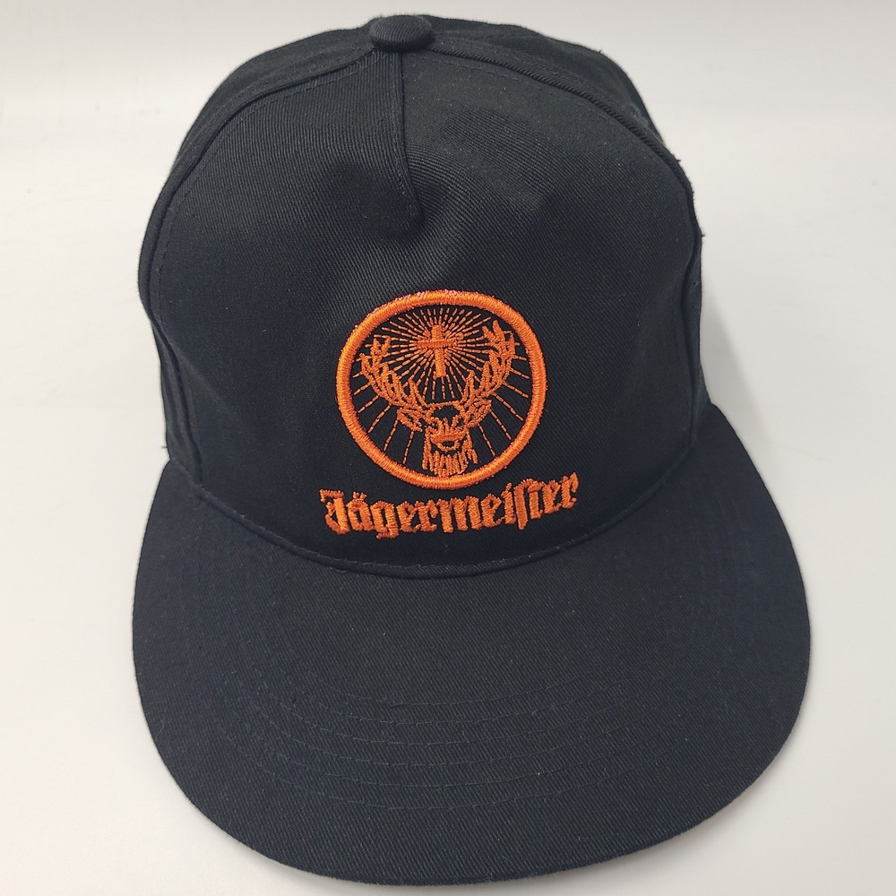 Jagermeister Hat Snapback Black Orange Logo Alcohol Promo Advertising Party Men